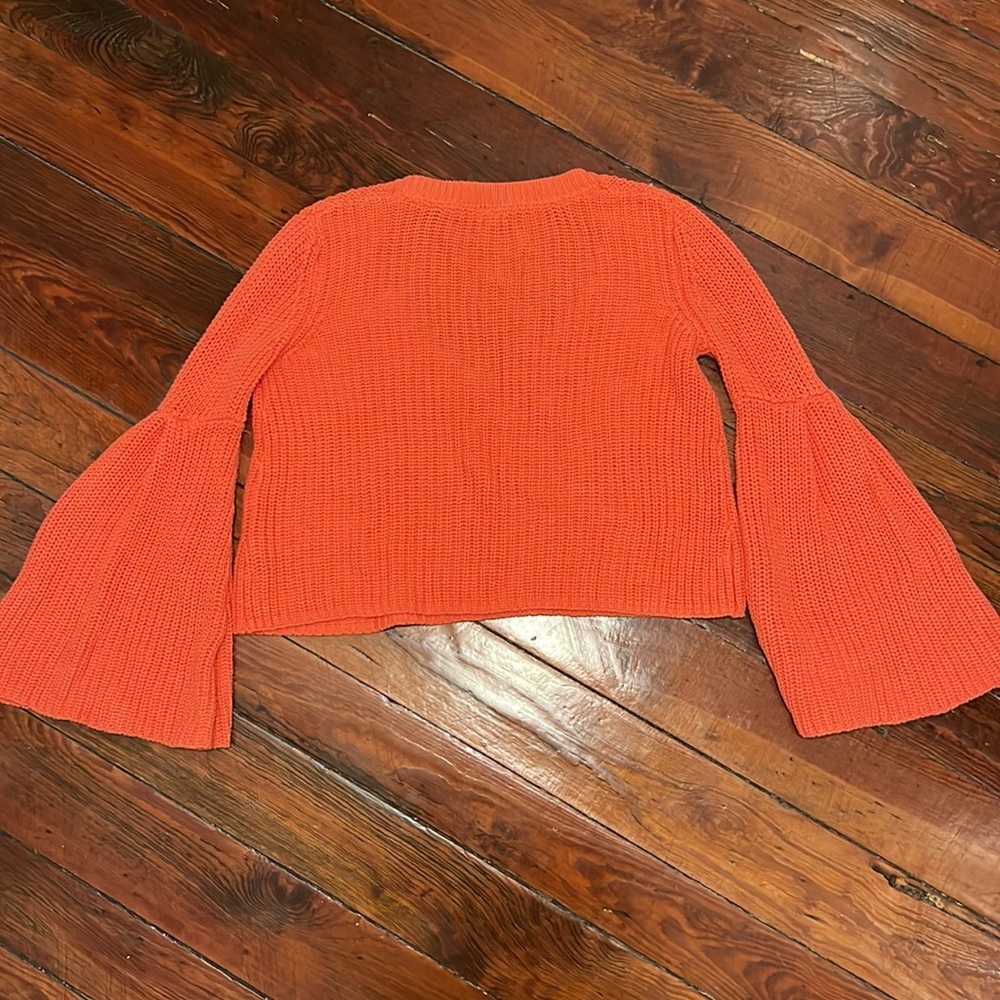 Free People Cropped Bell Sleeve V Neck Sweater - Picture 4 of 8